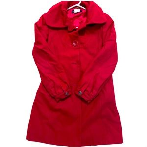 red pea coat- large circle buttons+ round collar. It was just dry cleaned .